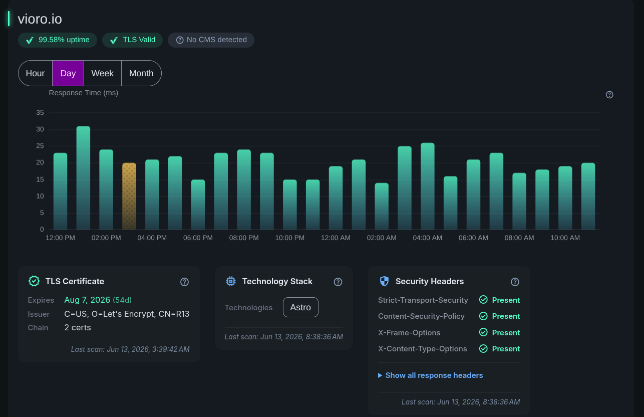 Vioro Dashboard Domain Details Preview